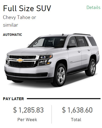Full Size SUV ára az Enterprise autókölcsönzőnél