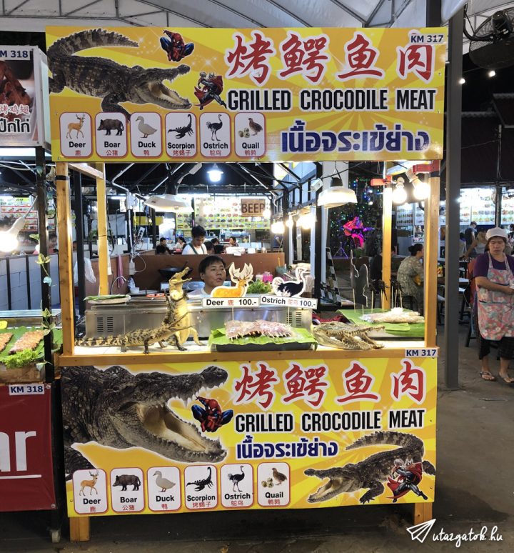 Egy stand krokodil húst árul